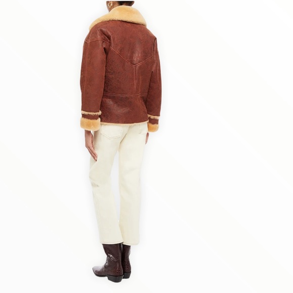 Brand New SANDRO Zinal shearling biker jacket, Sz 4 - Picture 3 of 11